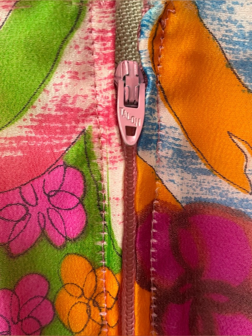 Vintage 60s flower power psychedelic A-Line sweep dress size S/M chiffon halter - Picture 9 of 16